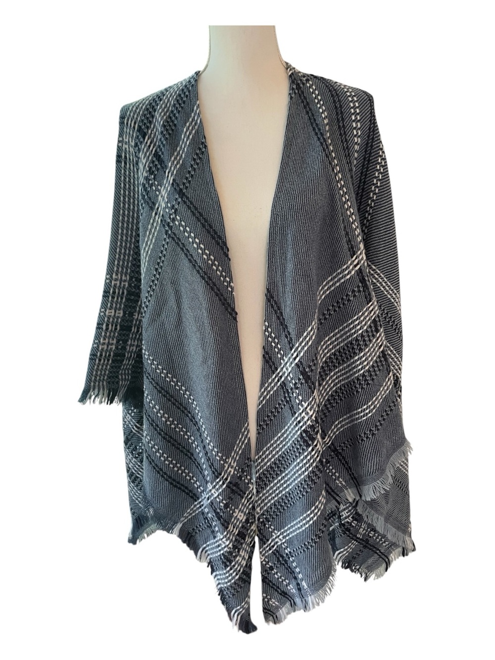 Lauren Conrad Blue Boho Poncho Wrap Shawl.  OS